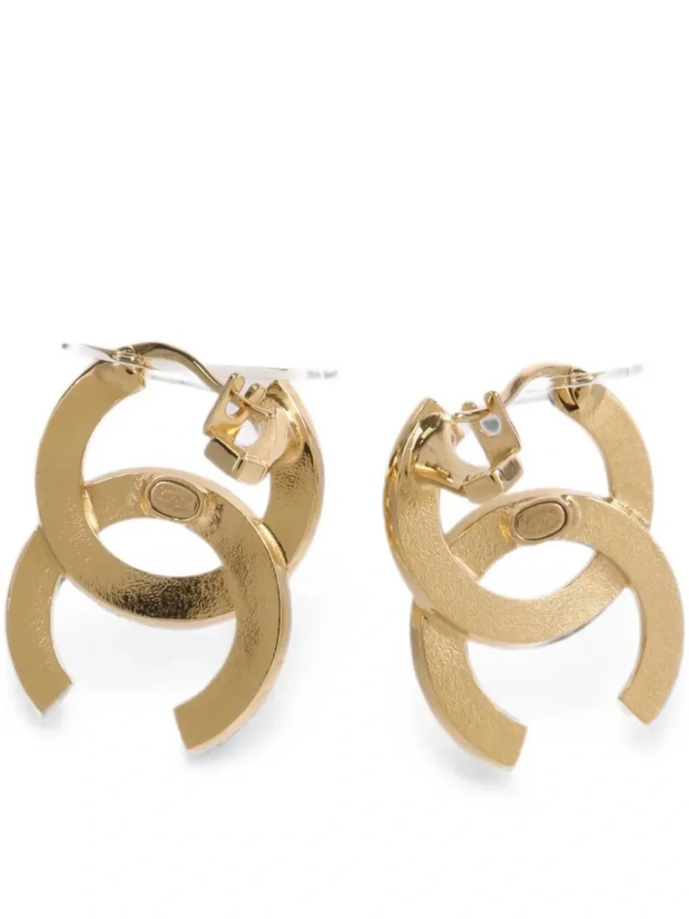 CHANEL Gold and Black CC Crystal-Embellished Earrings